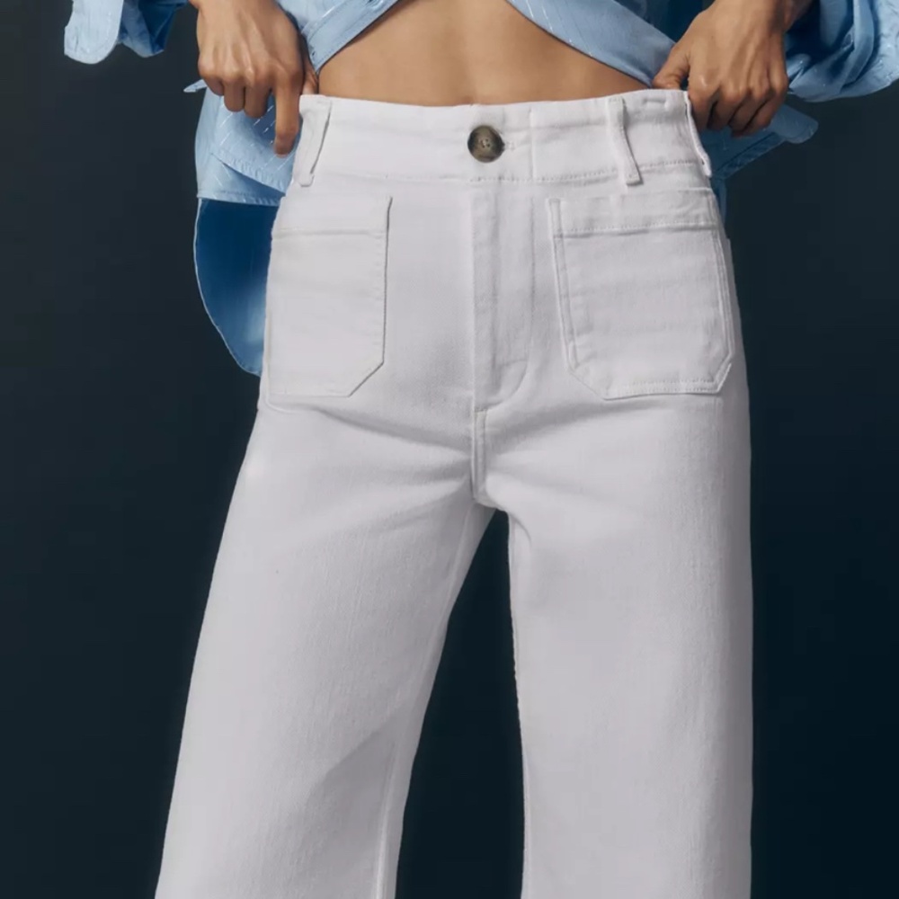 Anthropologie Maeve The Collette Crop Wide Leg Jeans 34 TALL